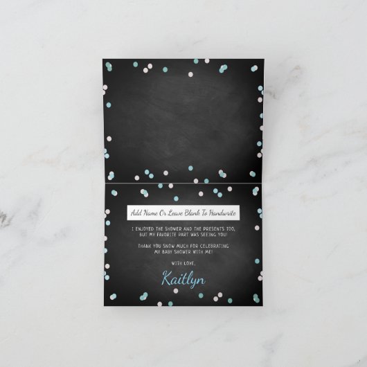 ブルーボーイズウィンタークリスマスベビーシャワー サンキューカード (内部)