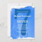 ブルーボーイズキッズバースデーパーティー水彩効果 招待状 (正面)