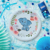 ブルーボーイズゾウフローラ赤ちゃんシャワー ペーパープレート (パーティー)