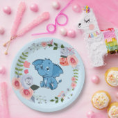 ブルーボーイズゾウフローラ赤ちゃんシャワー ペーパープレート (パーティー)