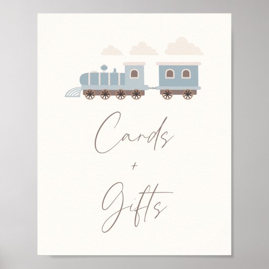 ブルーボーイズトレイン誕生日カードとギフトサイン ポスター (正面)