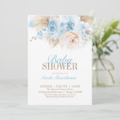 ブルーボーイズパンパスグラスベビーシャワー招待状 招待状 (スタンド正面)