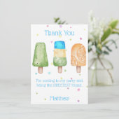 ブルーボーイズポップシクルバースデーパーティーサンキューカード 招待状 (スタンド正面)