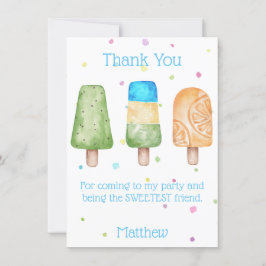 ブルーボーイズポップシクルバースデーパーティーサンキューカード 招待状