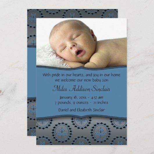 ブルーボーイズ写真誕生のお知らせ 案内状 (正面/裏面)