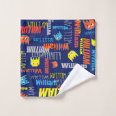 ブルーボーイズ名ピクセルエイリアングラフィックウイリアムタオル バスタオルセット (ウォッシュタオル)