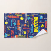 ブルーボーイズ名ピクセルエイリアングラフィックウイリアムタオル バスタオルセット (ハンドタオル)