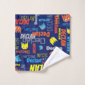 ブルーボーイズ名ピクセルエイリアングラフィックデクラントゥール バスタオルセット (ウォッシュタオル)