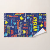 ブルーボーイズ名ピクセルエイリアングラフィックデクラントゥール バスタオルセット (ハンドタオル)