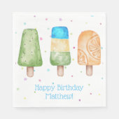 ブルーボーイズ夏ポップシクル誕生日パーティー スタンダードランチョンナプキン (正面)