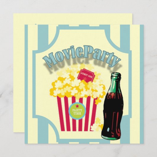 ブルーボーイズ映画誕生日パーティーへの招待 招待状 (正面/裏面)