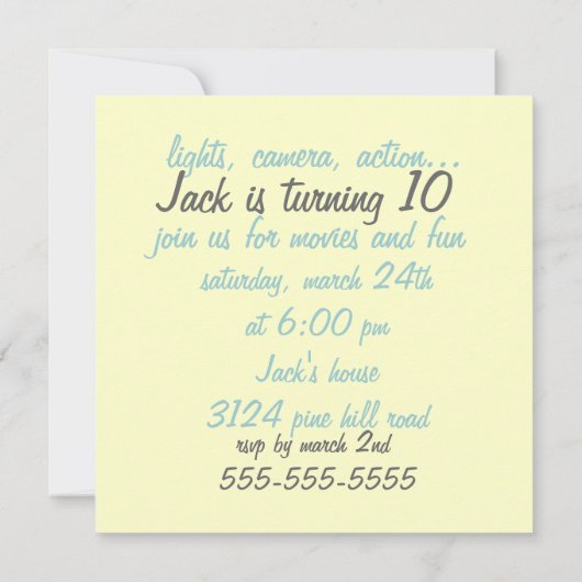 ブルーボーイズ映画誕生日パーティーへの招待 招待状 (裏面)