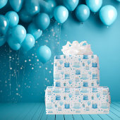 ブルーボーイズ水彩子供の誕生日パーティーかわいい ラッピングペーパー