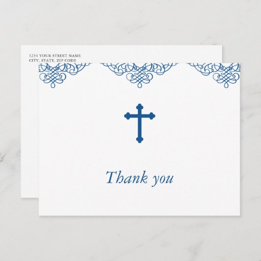 ブルーボーイズ洗礼/《キリスト教》洗礼式や命名式ありがとう ポストカード (正面/裏面)