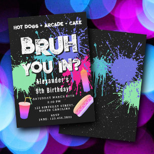 ブルーボーイズ誕生日ネオン graffiti ホットドッグ 招待状