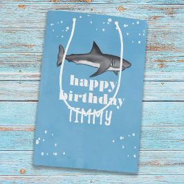 ブルーボーイズ誕生日パーティシャークカスタムズ ミディアムペーパーバッグ