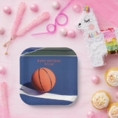 ブルーボーイズ誕生日パーティーバスケットボール ペーパープレート (パーティー)