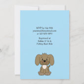 ブルーボーイズ赤ちゃんシャワーにかわいい茶色の子犬 招待状 (裏面)