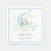 ブルーボーイテディベアオンムーンウォーター色ベビーシャワー