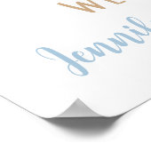 ブルーボーイテディベアバルーン赤ちゃんシャワー歓迎 ポスター (角)