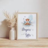 ブルーボーイテディベアベビーシャワーオムツ&ギフト ポスター