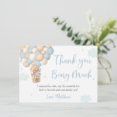 ブルーボーイテディベアホットエアバルーン誕生日 サンキューカード (スタンド正面)