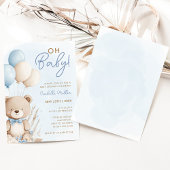 ブルーボーイテディベアーボホベイビーシャワー 招待状