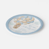 ブルーボーイテディベア熱気球ベビーシャワー ペーパープレート (アングル)