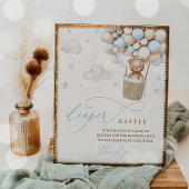 ブルーボーイテディベア赤ちゃんシャワーおむつラッフルサイン ポスター