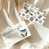 ブルーボーイテディベア赤ちゃんシャワーおむつラッフル エンクロージャーカード