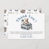 ブルーボーイテディベア赤ちゃんシャワー新しい章が始まる サンキューカード (正面/裏面)