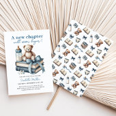 ブルーボーイテディベア赤ちゃんシャワー新しい章が始まる 招待状