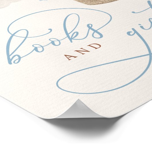 ブルーボーイテディベア赤ちゃんシャワー本&ギフトサイン ポスター (角)