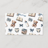 ブルーボーイテディベア赤ちゃんシャワー用ブック エンクロージャーカード (裏面)