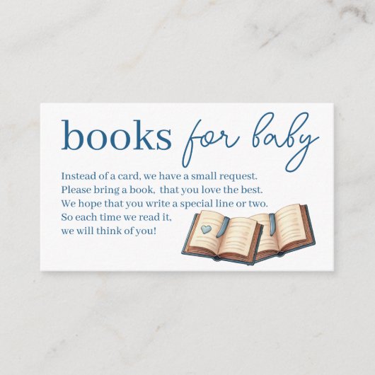 ブルーボーイテディベア赤ちゃんシャワー用ブック エンクロージャーカード (正面)