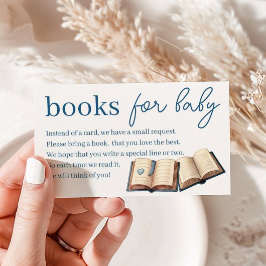 ブルーボーイテディベア赤ちゃんシャワー用ブック エンクロージャーカード