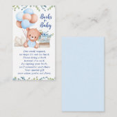 ブルーボーイテディベア赤ちゃんシャワー用ブック エンクロージャーカード (正面/裏面)