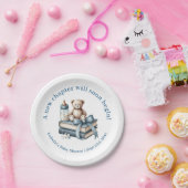 ブルーボーイテディベア赤パーソナライズされたちゃんシャワー ペーパープレート (パーティー)