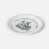 ブルーボーイテディベア赤パーソナライズされたちゃんシャワー ペーパープレート (アングル)