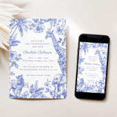 ブルーボーイトイレサファリエレガントベビーシャワー 招待状