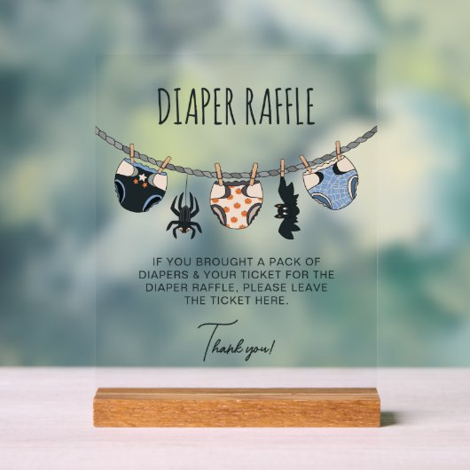 ブルーボーイハロウィーンベビーシャワーおむつラッフル アクリルサイン (ニュートラル)