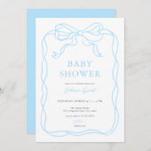 ブルーボーイハンドドロッドボウベビーシャワー招待状 招待状 (正面/裏面)