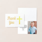 ブルーボーイバプティスファースト誕生日写真ありがとう 箔カード (ディスプレー)