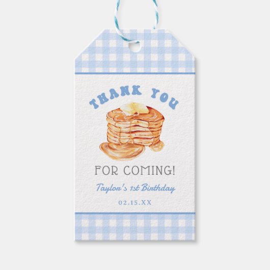 ブルーボーイパンケーキブレックファスト誕生日サンキューユー ギフトタグ (正面)
