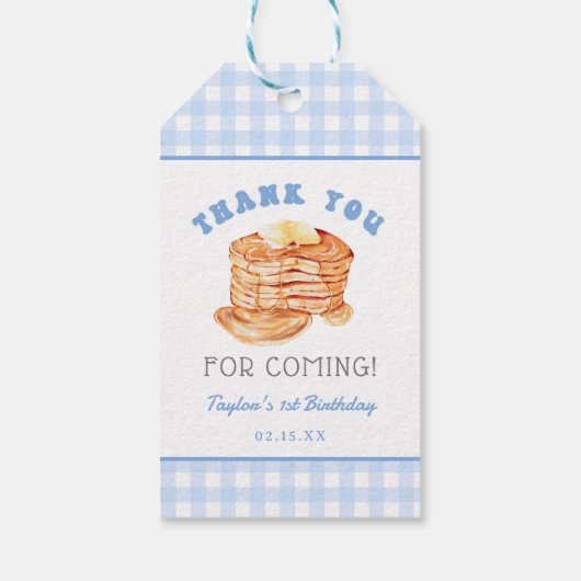 ブルーボーイパンケーキブレックファスト誕生日サンキューユー ギフトタグ (裏面)