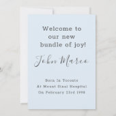 ブルーボーイファーストイースターウェルカムフォトベビー誕生 案内状 (裏面)