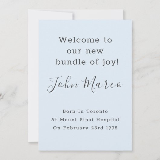 ブルーボーイファーストイースターウェルカムフォトベビー誕生 案内状 (裏面)