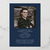 ブルーボーイフォトゴールドフォイル卒業発表 箔招待状 (裏面)