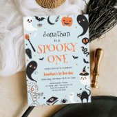 ブルーボーイフォトハロウィン不気味1歳の誕生日 招待状