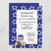 ブルーボーイフットボールのベビーシャワーの招待状 招待状 (正面/裏面)